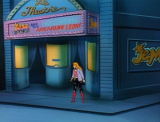 Theater where Jem and the Holograms performed with Fitz' sculptures on stage