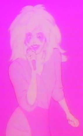 Jem surrounded by pink light