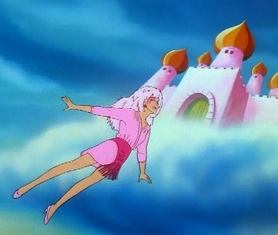 Jem flying in the sky towards a castle