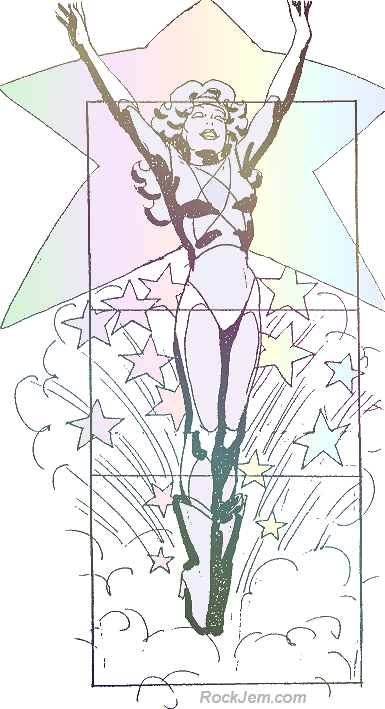 Large storyboard art of Synergy from the music video of 'She's Got The Power'