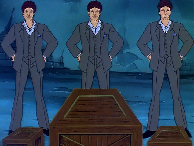 Three Eric Raymond = holograms over Jem, Aja and Shana